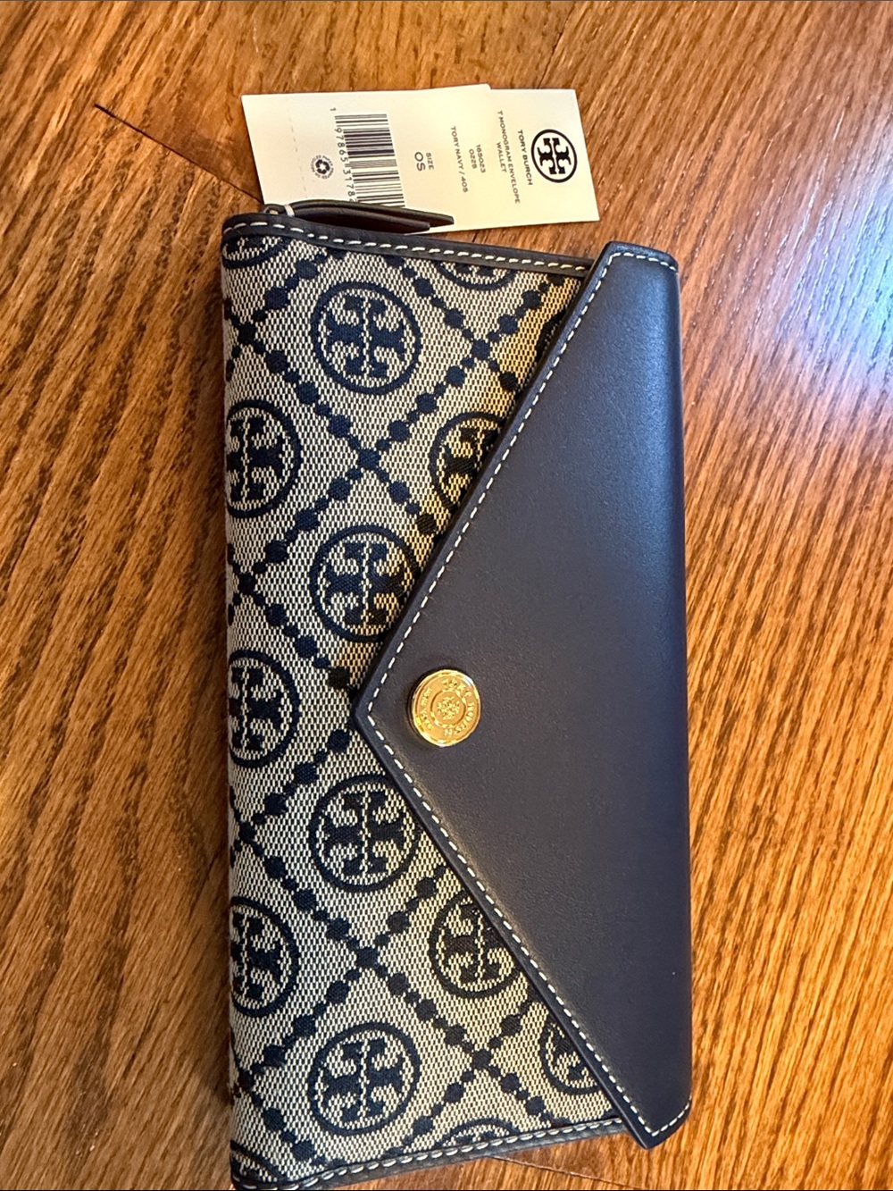 Tory Burch T Monogram Envelope Wallet - Navy - NWT - Picture 2 of 5